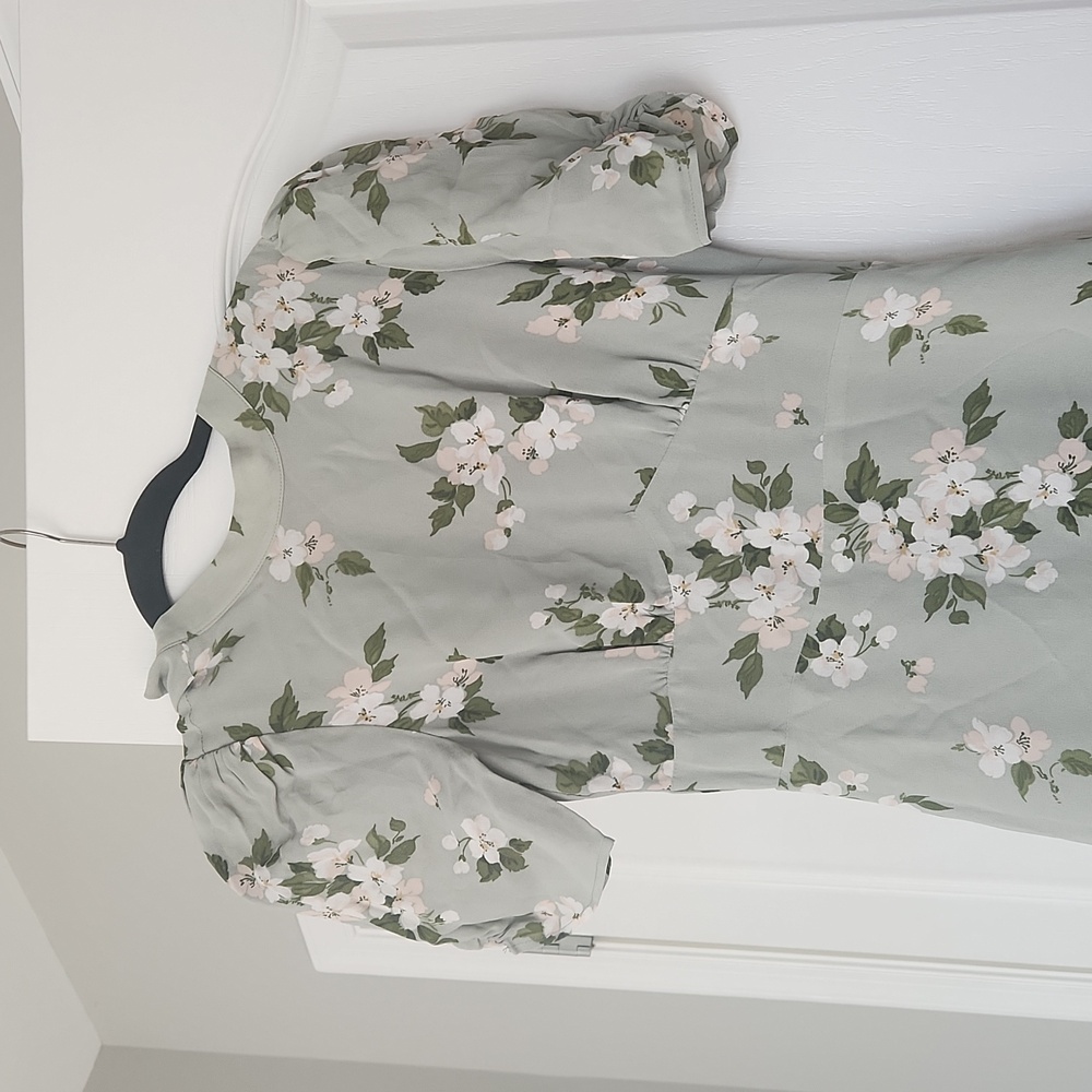 Reformation Floral Midi Dress - Green and White